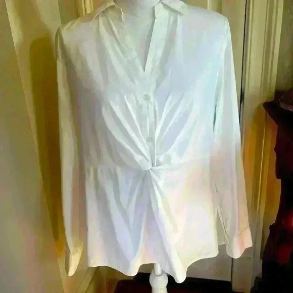 INC International Concepts ladies long sleeve cotton blend blouse Large Exc cond - Picture 4 of 8